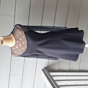 Y2k 90s vintage Laundey by Shelli Segal sheer mesh top LBD little black dress 8P